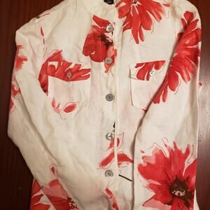 Carole LIttle linen floral jacket Small